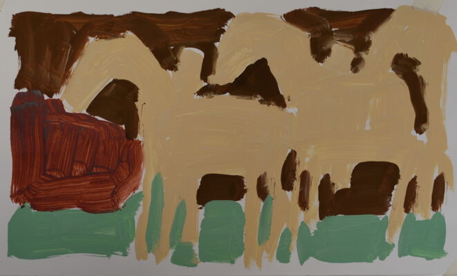 Mensch und Tier, 2024, Acryl auf Papier, 40x60