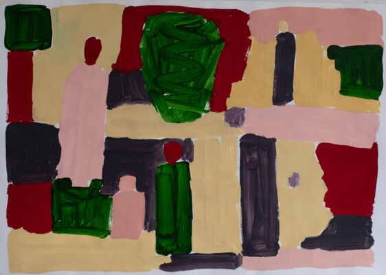 Menschen, 2025, Acryl  auf Papier, 65x90