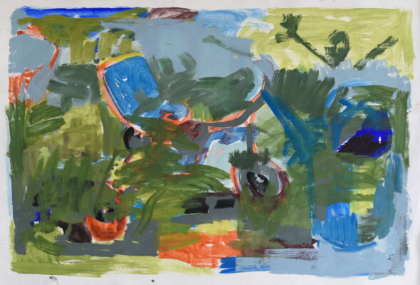 Velöli, 2024, Öl auf Papier, 70x100