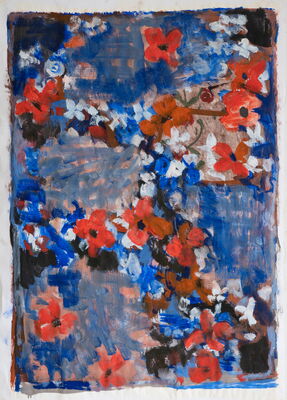 blumen, 2021, oel auf papier, 100x70