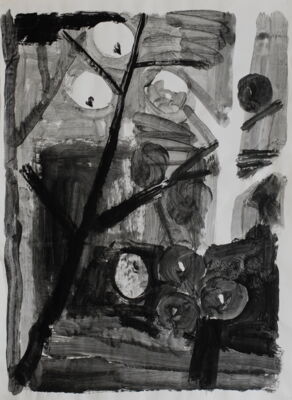 die schwarzen äpfel, 2014, gouache auf papier, 90x68