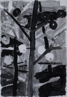 die schwarzen äpfel, 2014, gouache auf papier, 65x55