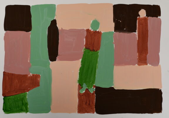 Menschen, 2024, Acryl auf Papier, 45x65