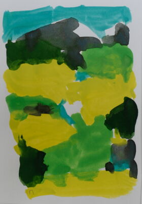 kleines bergbild, 2021, gouache auf papier, 10x7