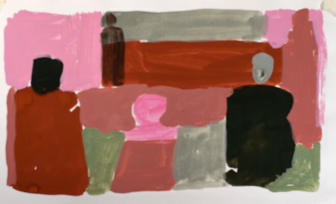 Menschen, 2024, Acryl auf Papier, 40x60