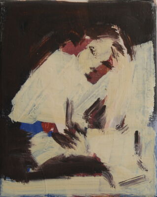 schreiber in der nacht, 2008, oil on canvas, 25x20