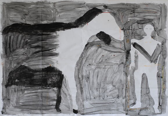 Pferde, 2013, Kohle auf Papier, 148x170