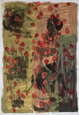 blumen, 2021, oel auf papier, 100x70