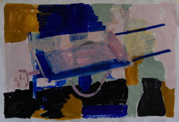 wheelbarrow, 2026, oil on paper, 65x95