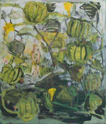 kürbisfeld, 2013, oel auf leinwand, 140x120