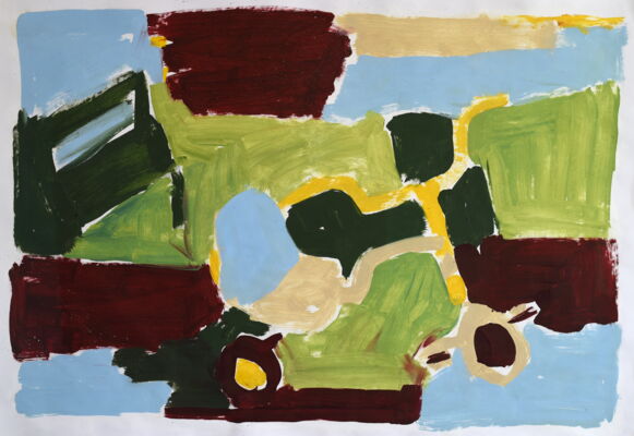 Velöli, 2024, Öl auf Papier, 70x100