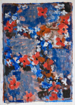 blumen, 2021, oel auf papier, 100x70