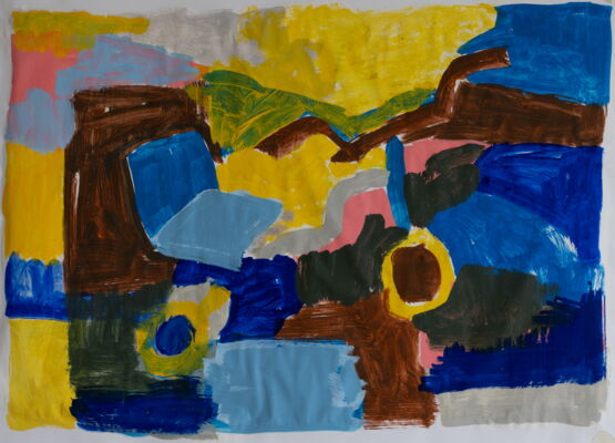 Velöli, 2025, Öl auf Papier, 65x90