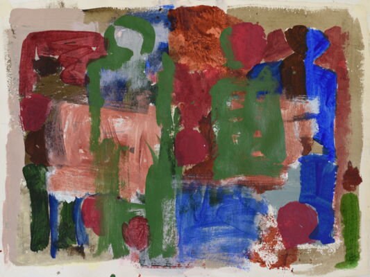 Menschen, 2025, Acryl auf Papier, 60x80