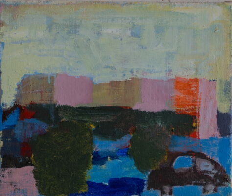 Quartier, 2025, Öl auf Leinwand, 31x37