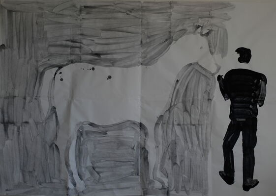 Pferde, 2013, Kohle auf Papier, 148x170