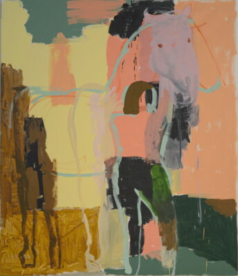 Die Goldene, 2024, Acyril auf Leinwand, 140x120