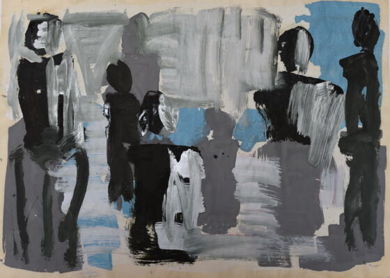 gruppenbild, 2022, oel auf papier, 50x70