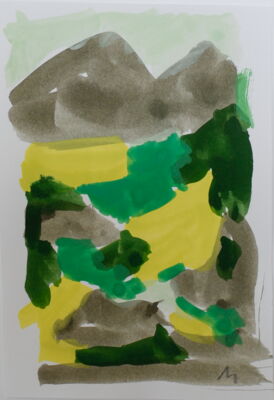 kleines bergbild, 2021, gouache auf papier, 10x7