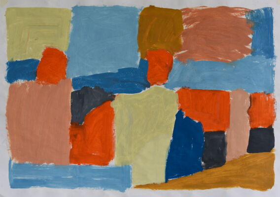 Menschen, 2025, Öl auf Papier, 70x100