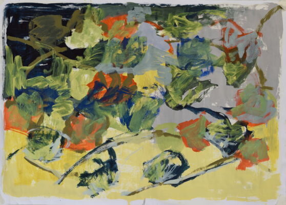 Abseits, 2024, Öl auf Papier, 70x100