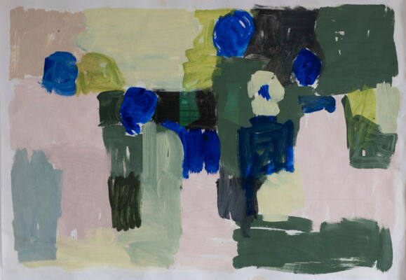 Menschen, 2023, Öl auf Papier, 70x100