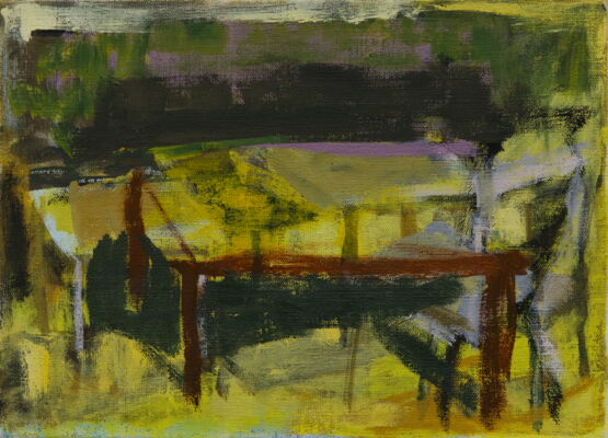 Tisch, 2023, Öl auf Leinwand, 45x60