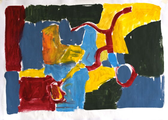 Velöli, 2024, Öl auf Papier, 65x90