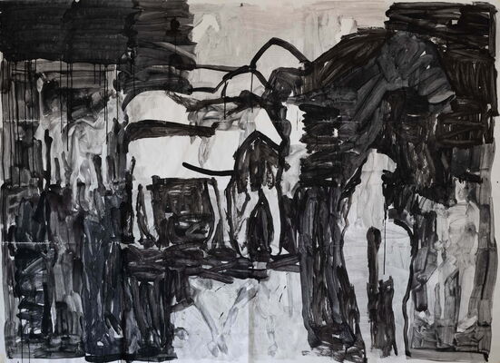 apokalyptischer Reiter, 2020, Gouache auf Papier, 188x254