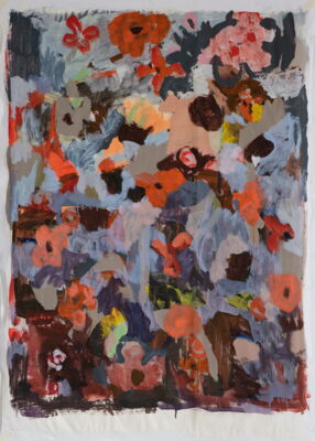 blumen, 2021, oel auf papier, 100x70