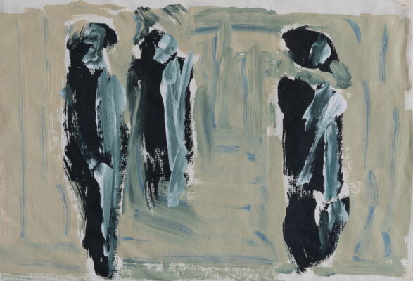 figuren, 2022, oel auf papier, 35x45