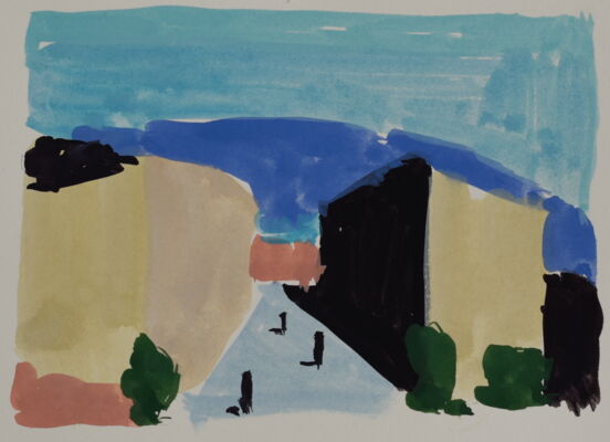 quartier, 2021, gouache auf papier, 9x13