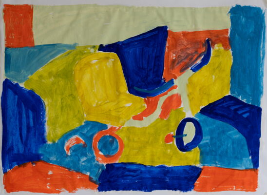 Velöli, 2025, Öl auf Papier, 65x90