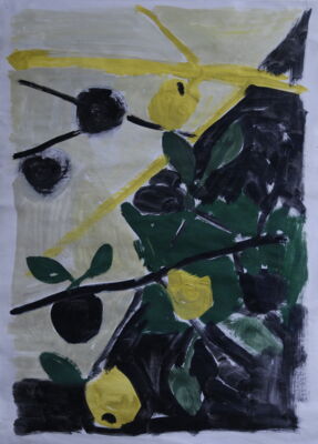 apfelbild, 2009, oel auf papier, 85x63