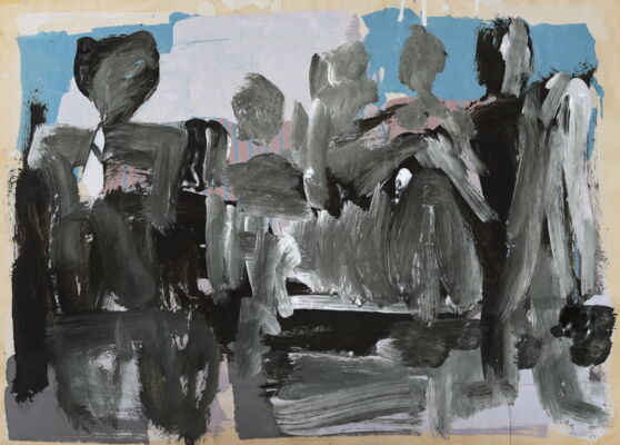 gruppenbild, 2022, oel auf papier, 50x70