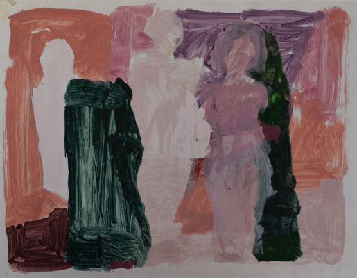 Menschen, 2024, Acryl auf Papier, 40x55