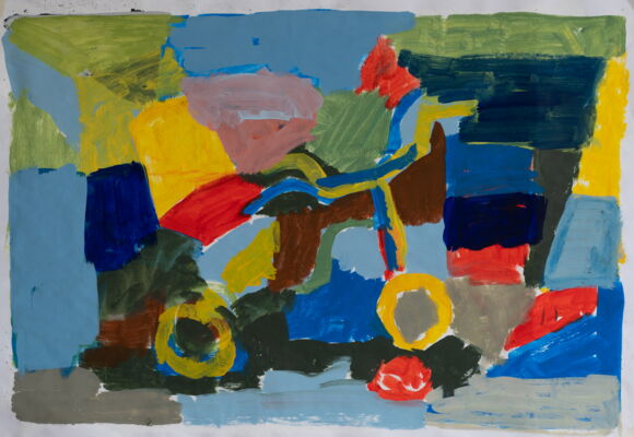 Velöli, 2025, Öl auf Papier, 70x100