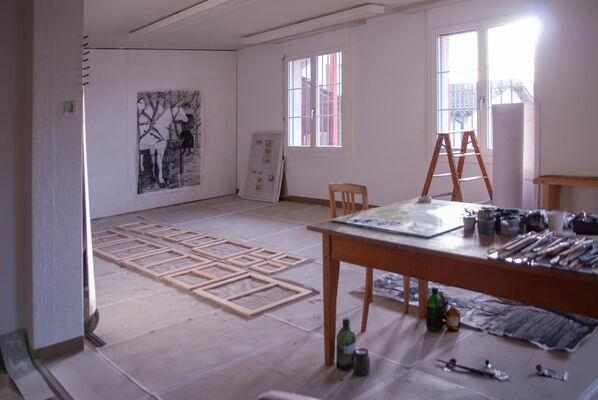 Atelierimpressionen aus Jens des Schweizer Kunstmalers Willi Müller