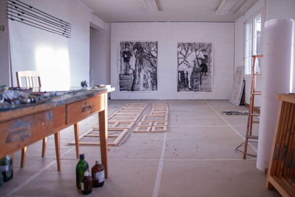 Atelierimpressionen aus Jens des Schweizer Kunstmalers Willi Müller