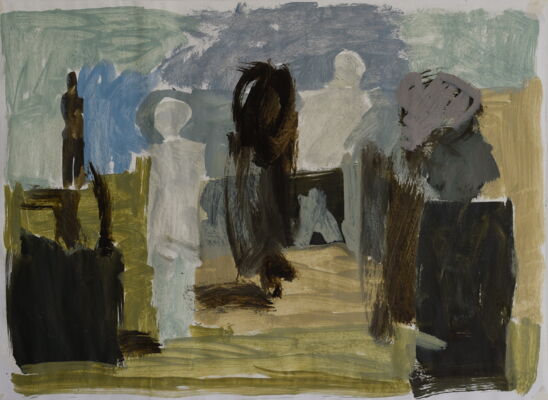 figuren, 2022, oel auf papier, 48x64
