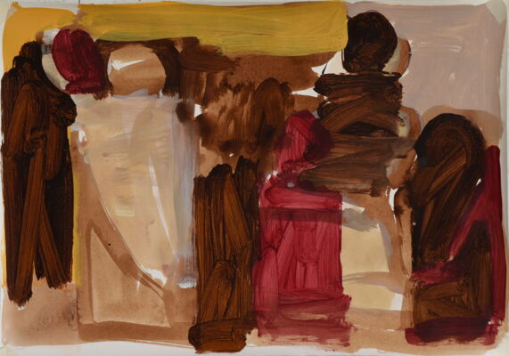 Menschen, 2025, Acryl auf Papier, 60x80