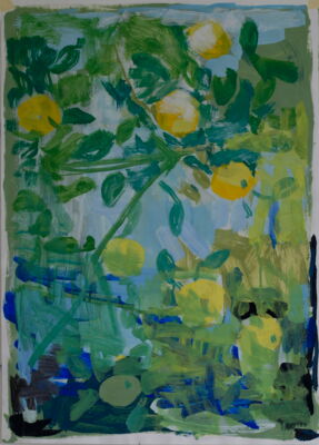 apfelbild, 2018, oel auf papier, 88x64