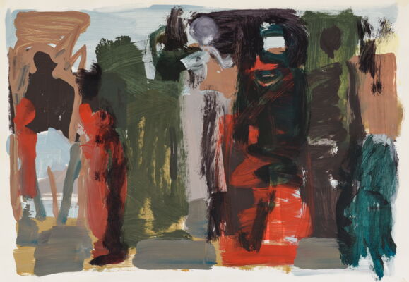 figuren, 2022, oel auf papier, 50x70