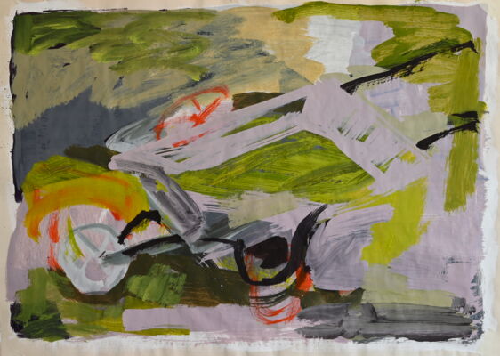 wheelbarrow, 2026, oil on paper, 47x66