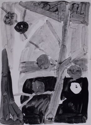 die schwarzen aepfel, 2014, gouache on paper, 90x68