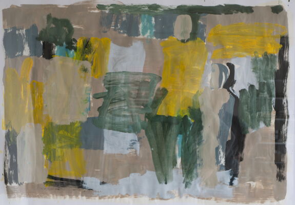 Menschen, 2022, Öl auf Papier, 65x90