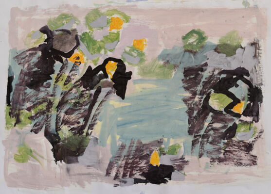 abseits, 2022, oel auf papier, 70x100