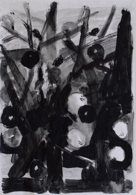 die schwarzen äpfel, 2014, gouache auf papier, 65x55