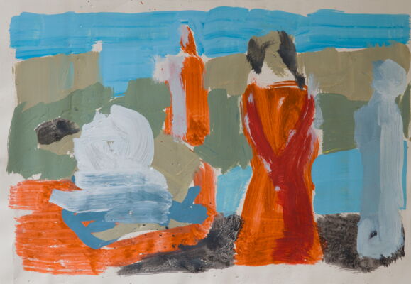 Figur, 2022, Öl auf Papier, 36x48