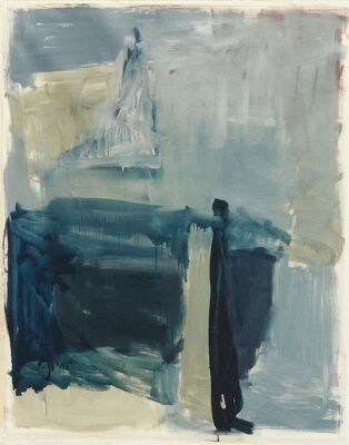 landschaft, 1997, oel auf papier/holz, 131x107